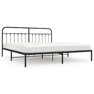 Kovový rám postele s čelem černý 200 x 200 cm - obrázek 2