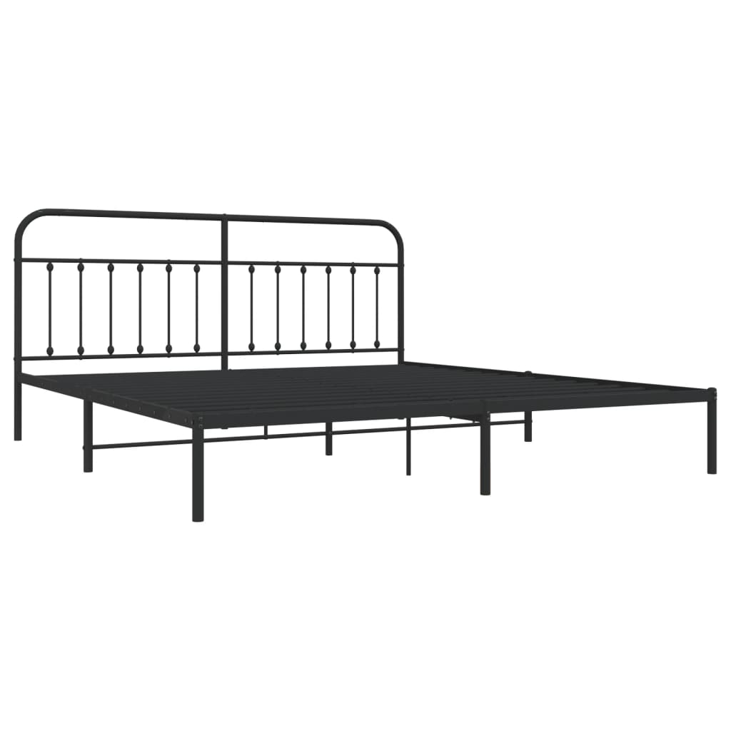 vidaXL Bedframe met hoofdbord metaal zwart 200x200 cm afbeelding