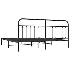 Kovový rám postele s čelem černý 200 x 200 cm - obrázek 8