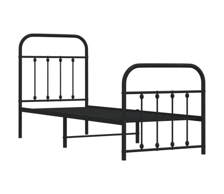 vidaXL Bedframe met hoofd- en voeteneinde metaal zwart 75x190 cm