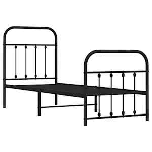 vidaXL Bedframe met hoofd- en voeteneinde metaal zwart 75x190 cm