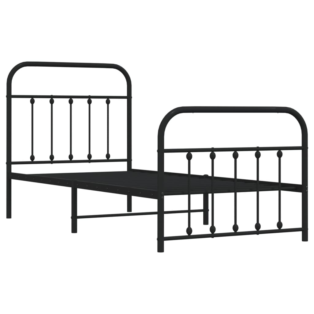 vidaXL Bedframe met hoofd- en voeteneinde metaal zwart 90x200 cm afbeelding