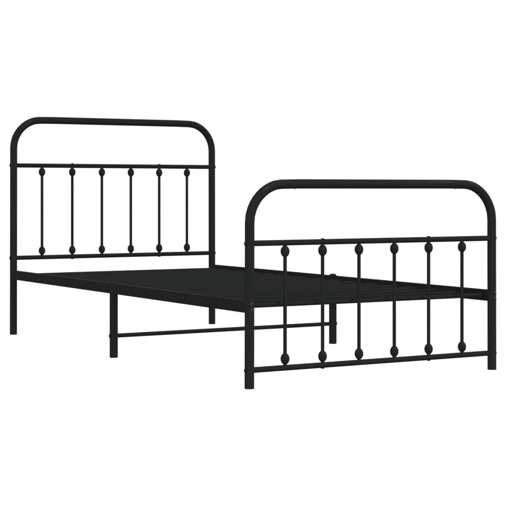 vidaXL Bedframe met hoofd- en voeteneinde metaal zwart 107x203 cm afbeelding