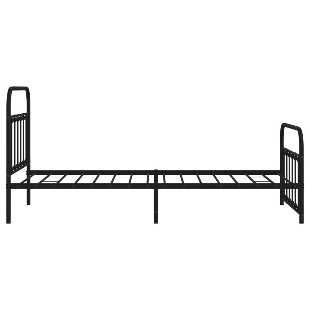 Cadru pat metalic cu tăblii de cap/picioare, negru, 107x203 cm