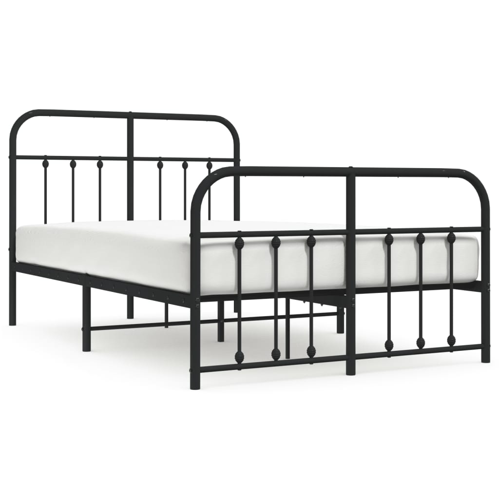 VidaXL Bedframe Met Hoofd- En Voeteneinde Metaal Zwart 120x190 Cm