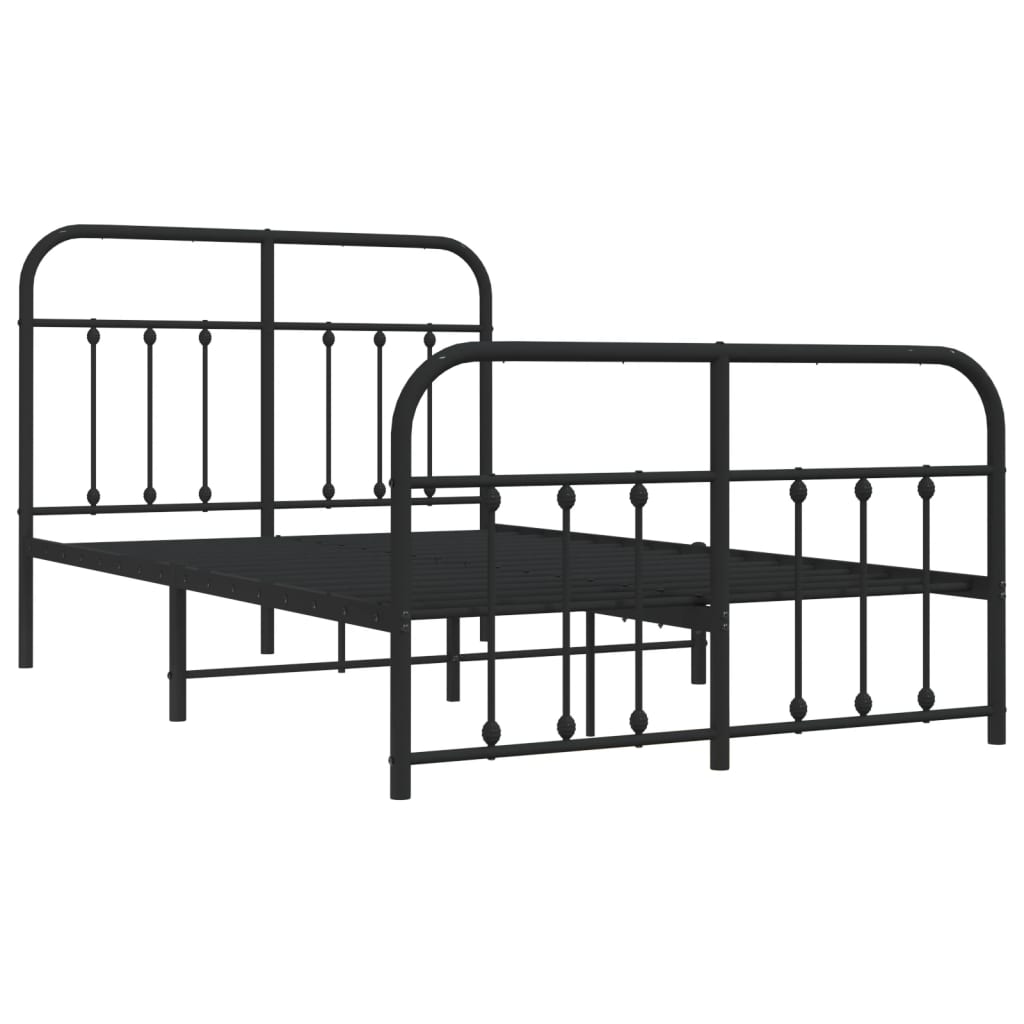 vidaXL Bedframe met hoofd- en voeteneinde metaal zwart 120x190 cm afbeelding