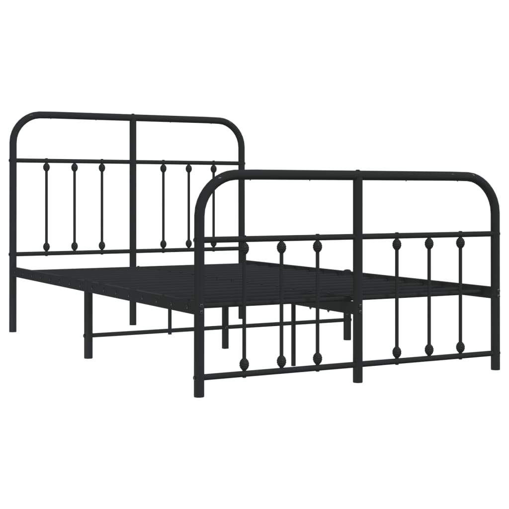 vidaXL Bedframe met hoofd- en voeteneinde metaal zwart 120x200 cm afbeelding