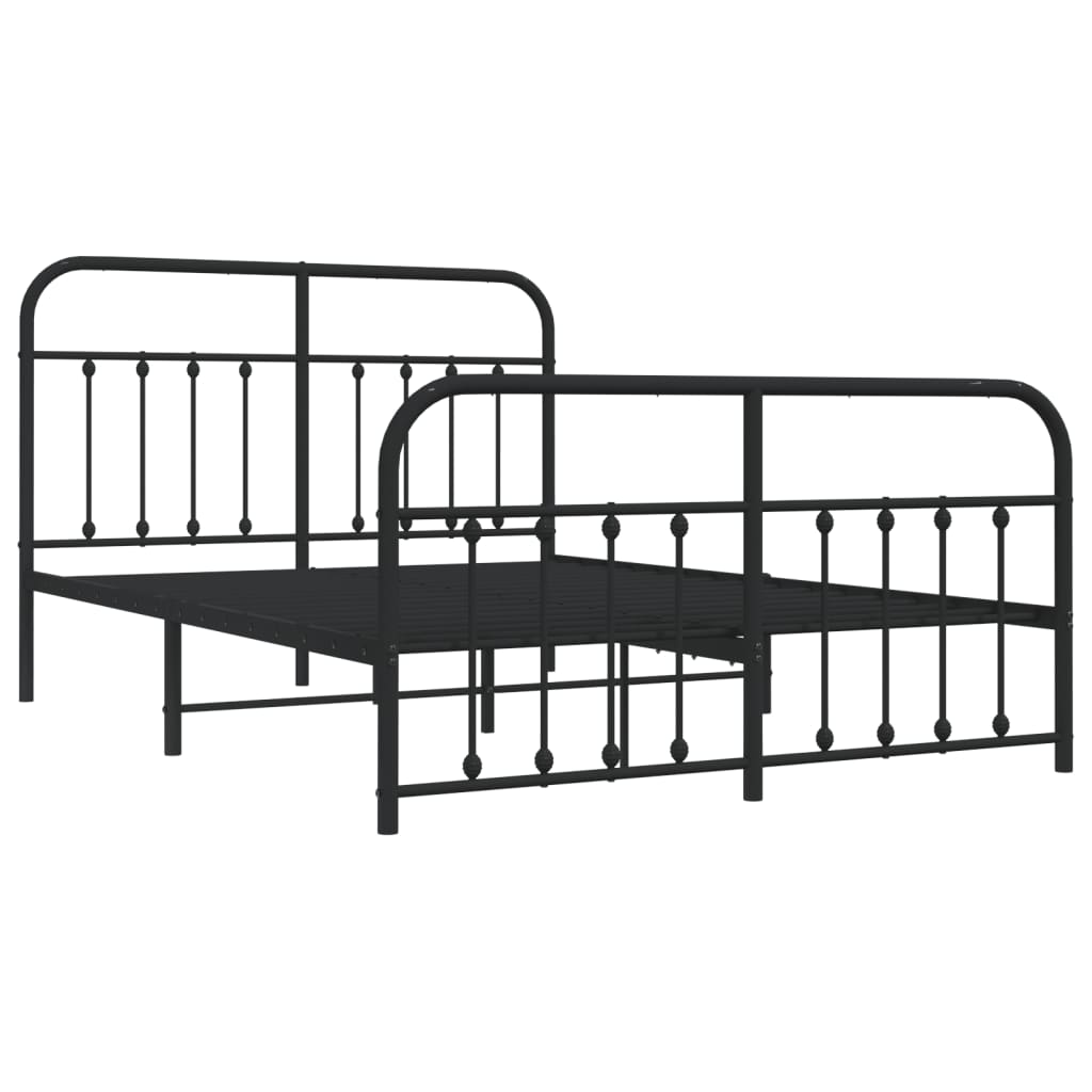 vidaXL Bedframe met hoofd- en voeteneinde metaal zwart 140x190 cm afbeelding