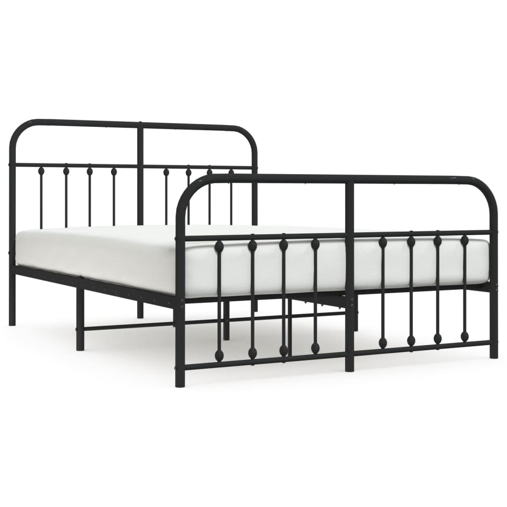 VidaXL Bedframe Met Hoofd- En Voeteneinde Metaal Zwart 140x200 Cm
