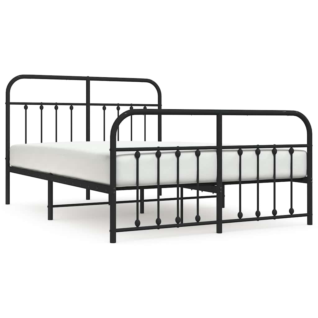vidaXL Bedframe met hoofd- en voeteneinde metaal zwart 140x200 cm, foto 3