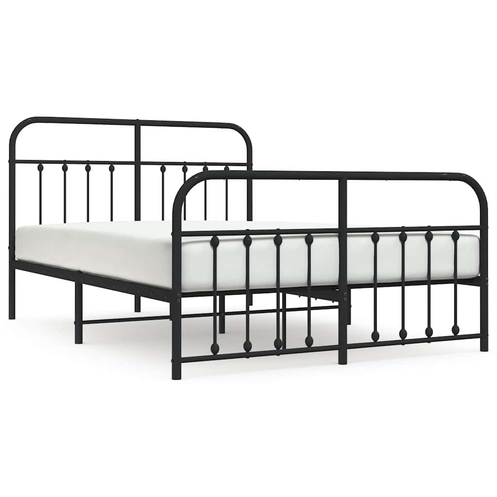 vidaXL Bedframe met hoofd- en voeteneinde metaal zwart 150x200 cm, foto 3