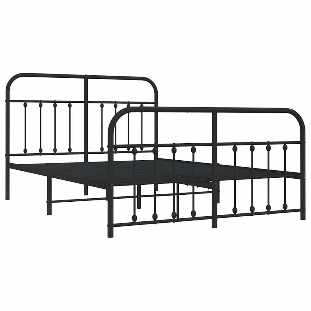 vidaXL Bedframe met hoofd- en voeteneinde metaal zwart 150x200 cm, foto 4