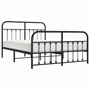 Kovový rám postele s hlavovým a nožním čelem černý 150 x 200 cm - obrázek 5