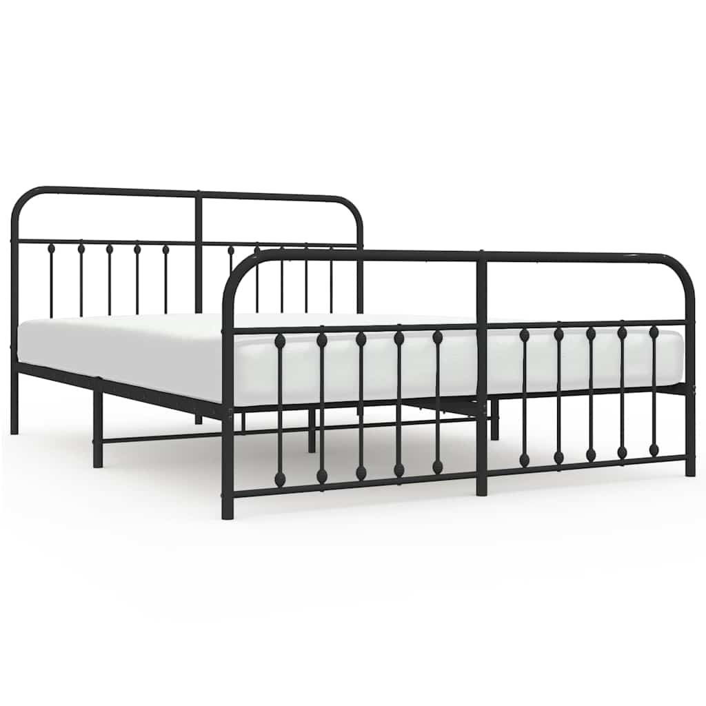 vidaXL Bedframe met hoofd- en voeteneinde metaal zwart 183x213 cm, foto 3