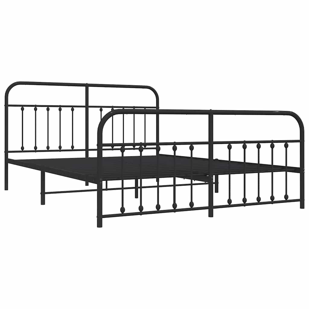 vidaXL Bedframe met hoofd- en voeteneinde metaal zwart 183x213 cm, foto 4