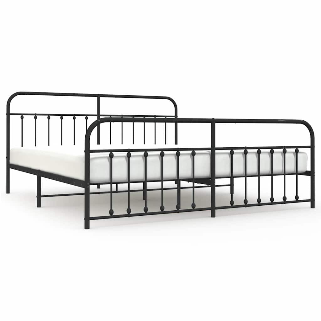 vidaXL Bedframe met hoofd- en voeteneinde metaal zwart 200x200 cm, foto 3