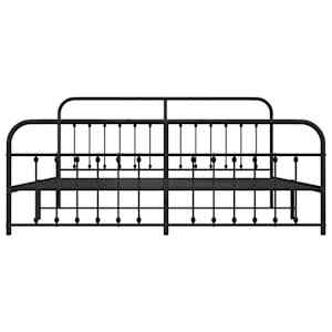 Kovový rám postele s hlavovým a nožním čelem černý 200 x 200 cm - obrázek 6