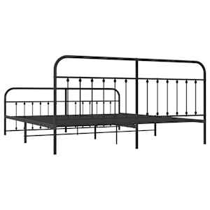 Kovový rám postele s hlavovým a nožním čelem černý 200 x 200 cm - obrázek 8
