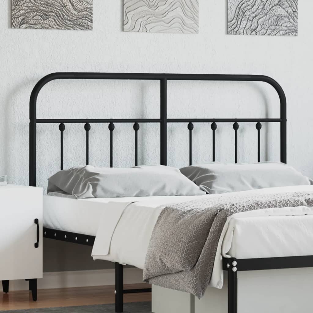vidaXL Tăblie de pat metalică, negru, 140 cm
