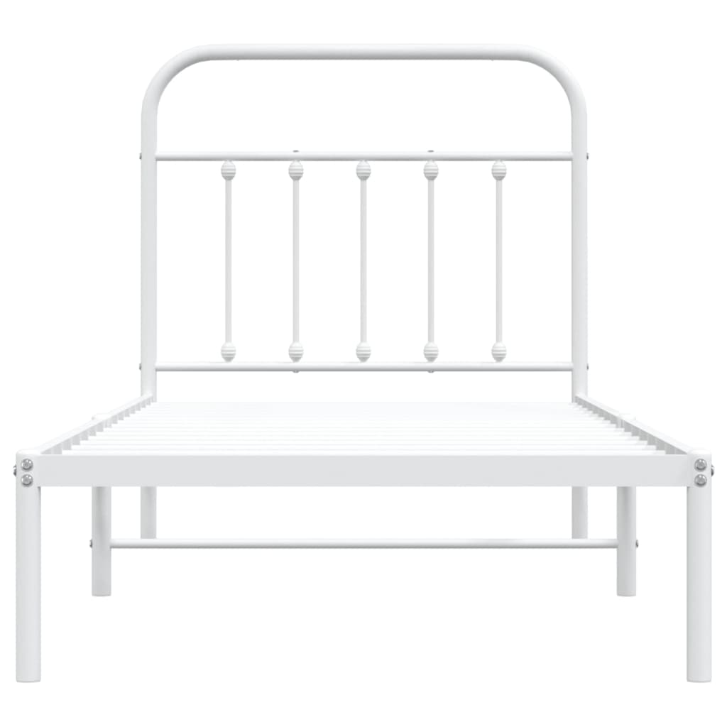  Kovový rám postele s čelom biely 90x190 cm