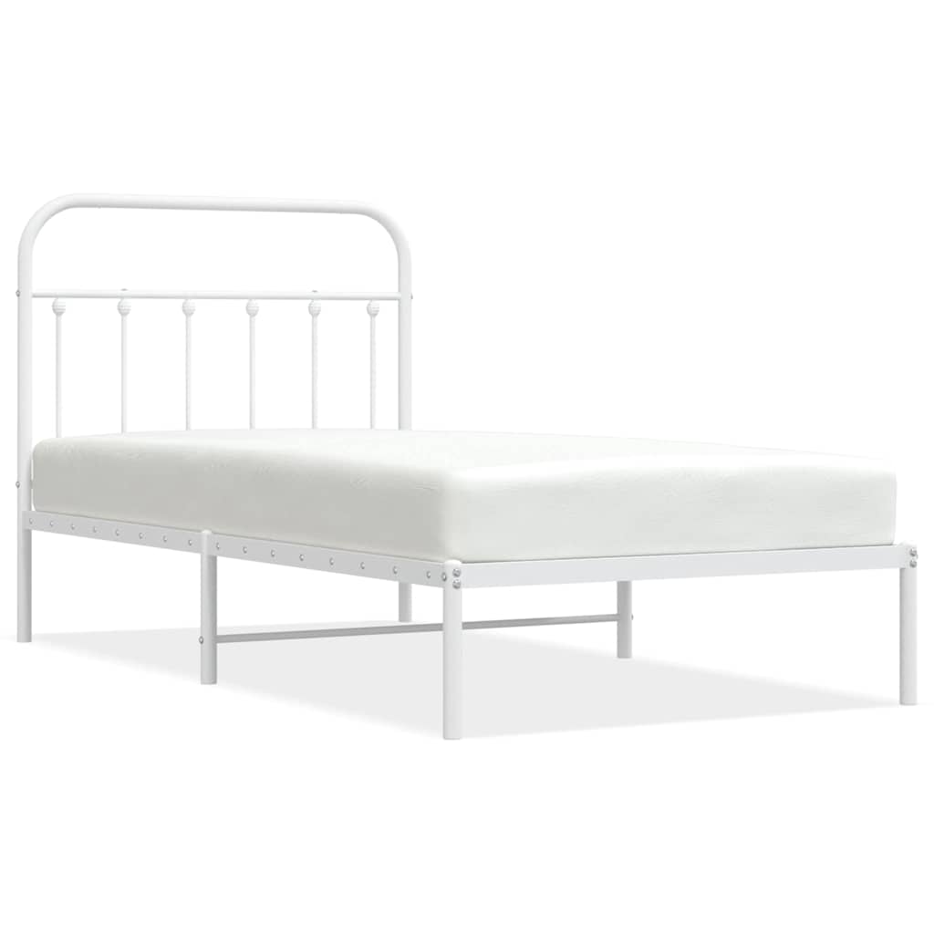 vidaXL Bedframe met hoofdbord metaal wit 100x190 cm, foto 3