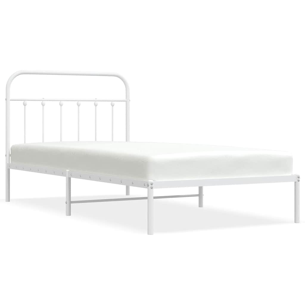 vidaXL Kovový rám postele s čelem bílý 100 x 200 cm