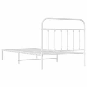 Kovový rám postele s čelem bílý 107 x 203 cm - obrázek 8
