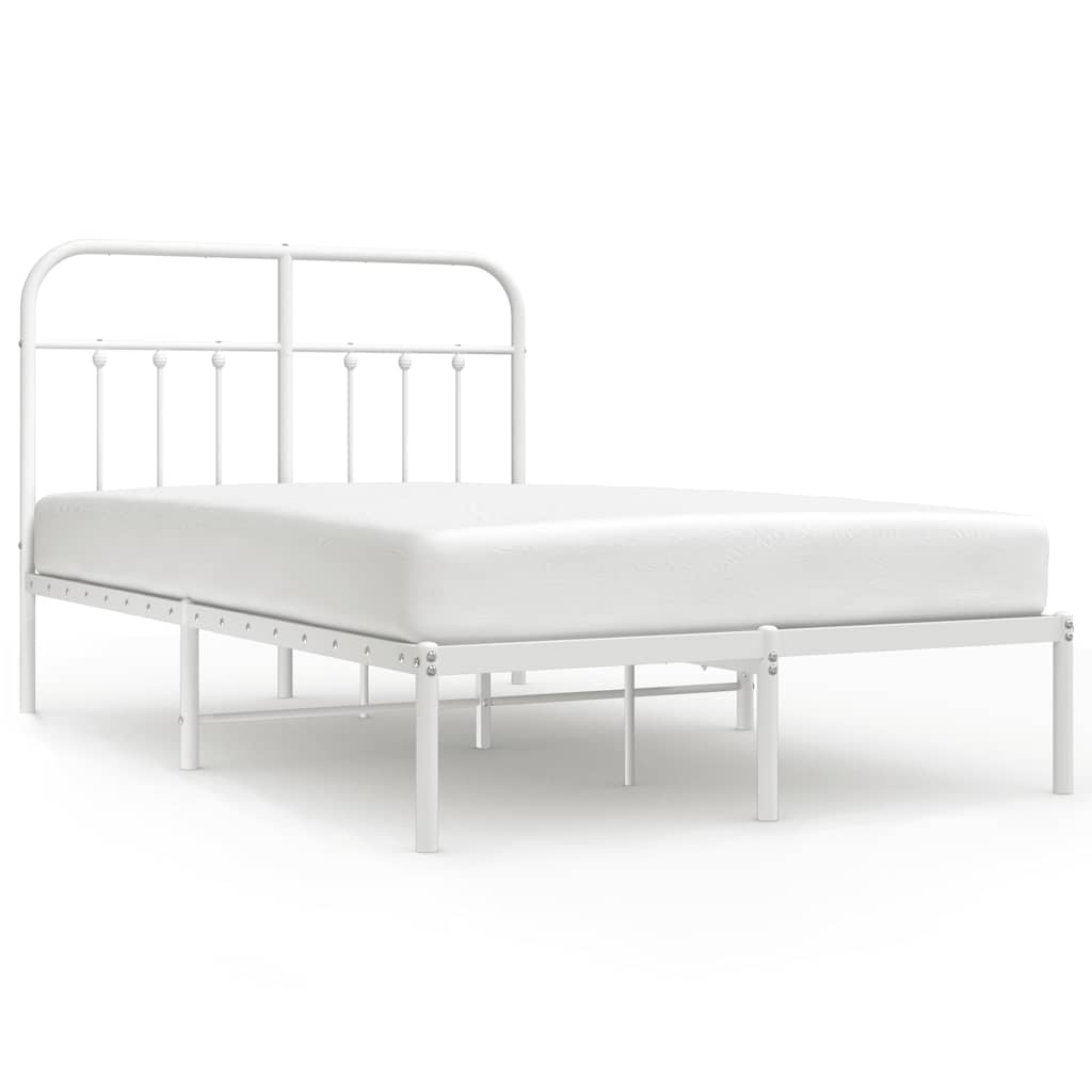 vidaXL Bedframe met hoofdbord metaal wit 120x190 cm, foto 3