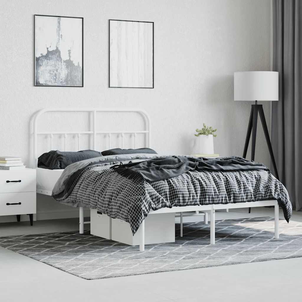 vidaXL Bedframe met hoofdbord metaal wit 120x190 cm, foto 2