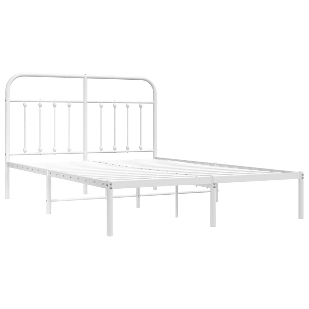 vidaXL Bedframe met hoofdbord metaal wit 135x190 cm afbeelding
