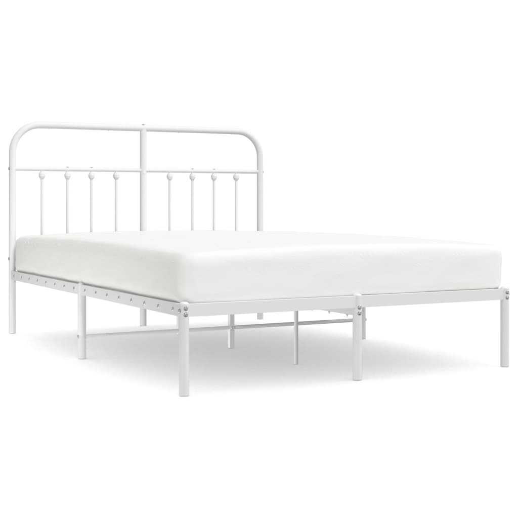 Kovový rám postele s čelom biely 140x190 cm