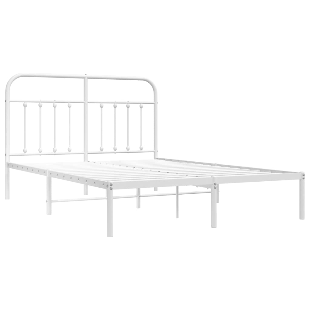 vidaXL Bedframe met hoofdbord metaal wit 140x190 cm afbeelding