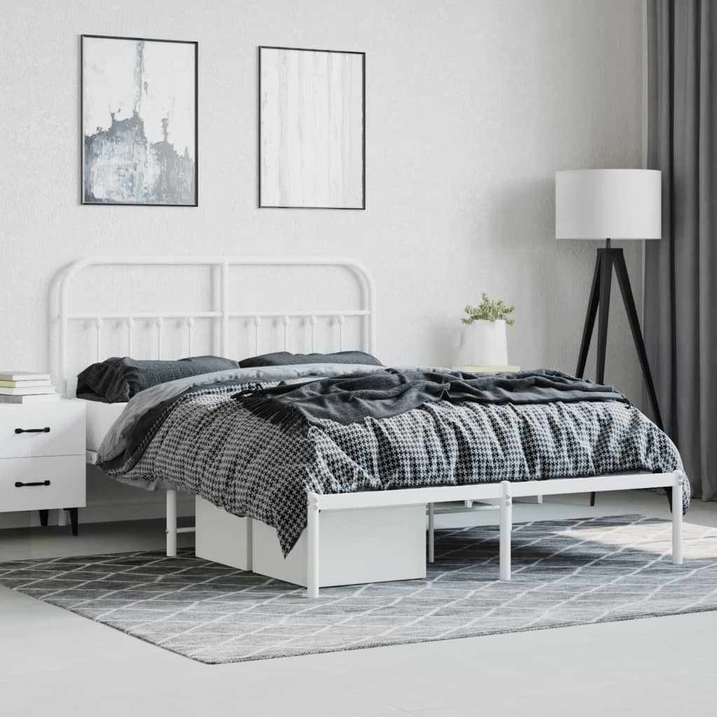  Kovový rám postele s čelom biely 140x190 cm
