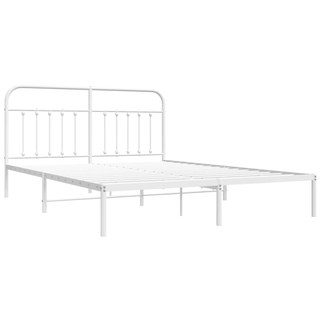 vidaXL Bedframe met hoofdbord metaal wit 160x200 cm afbeelding