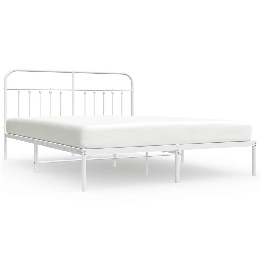 vidaXL Bedframe met hoofdbord metaal wit 183x213 cm, foto 3