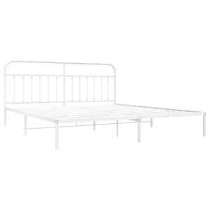 Kovový rám postele s čelem bílý 200 x 200 cm - obrázek 3
