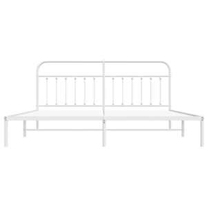 Kovový rám postele s čelem bílý 200 x 200 cm - obrázek 6