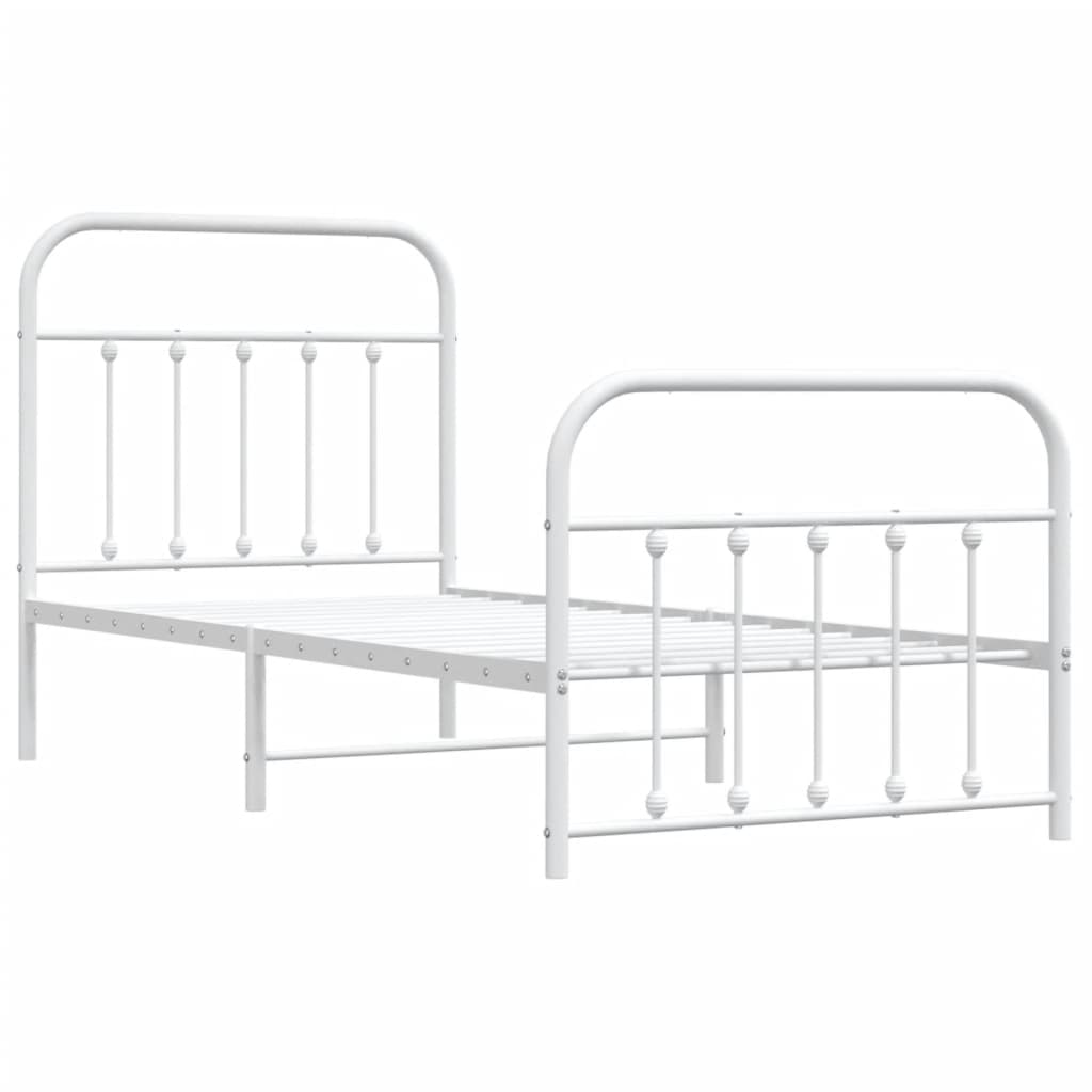 vidaXL Bedframe met hoofd- en voeteneinde metaal wit 90x190 cm afbeelding