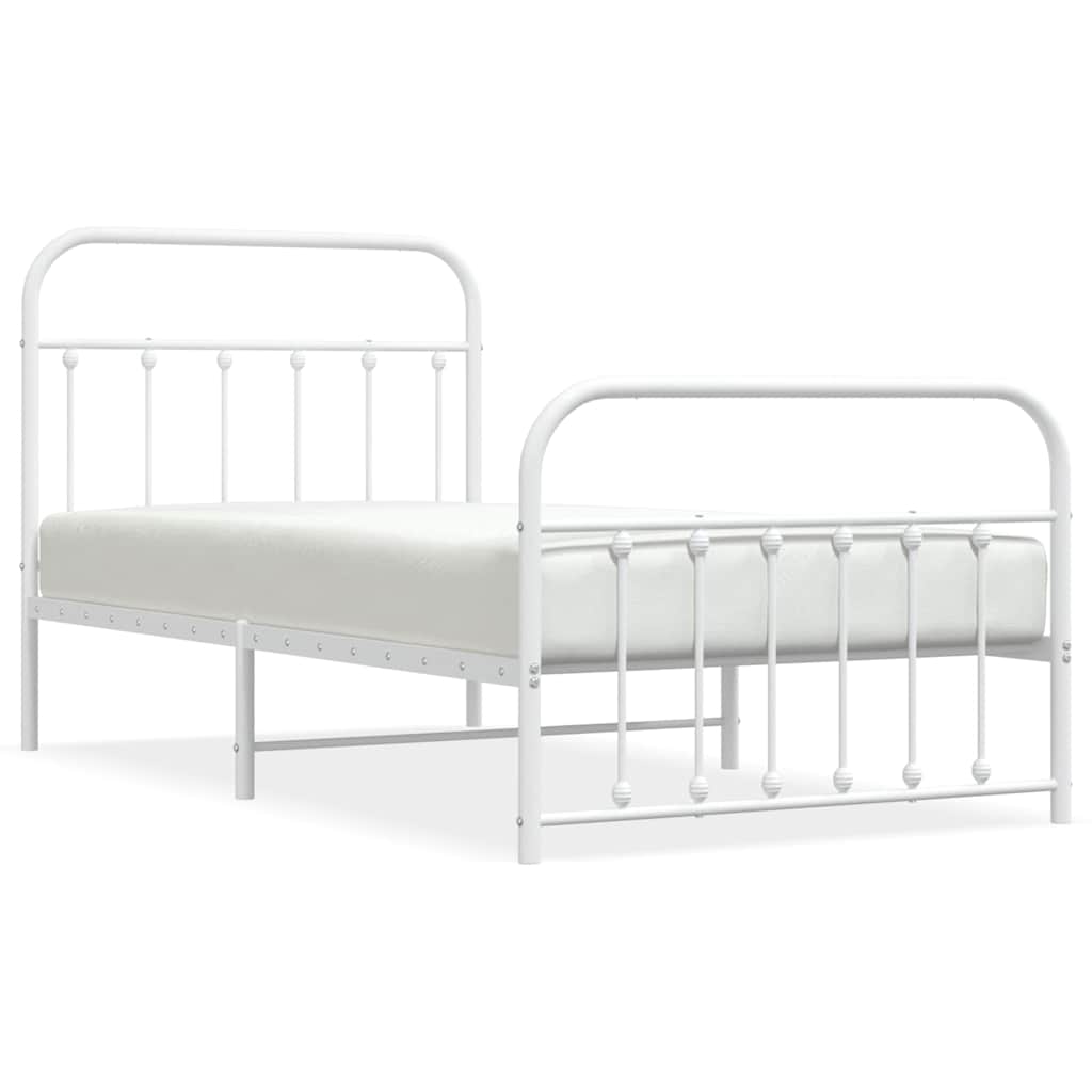 vidaXL Bedframe met hoofd- en voeteneinde metaal wit 100x190 cm, foto 3
