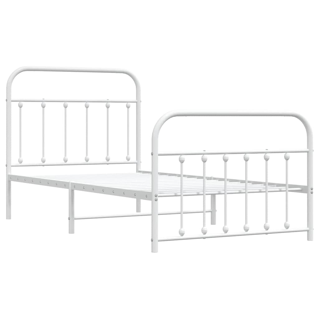 vidaXL Bedframe met hoofd- en voeteneinde metaal wit 100x190 cm afbeelding