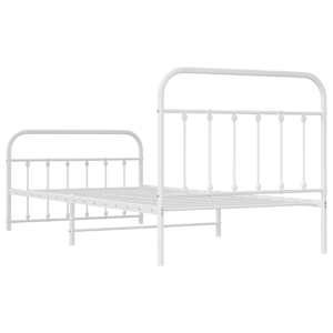 Kovový rám postele s hlavovým a nožním čelem bílý 107 x 203 cm - obrázek 8