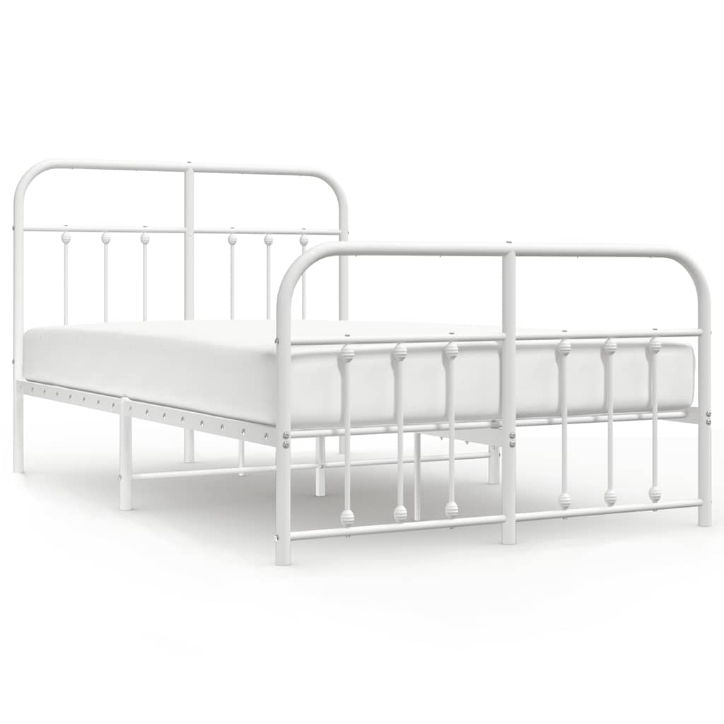 vidaXL Bedframe met hoofd- en voeteneinde metaal wit 120 x 190 cm, foto 3
