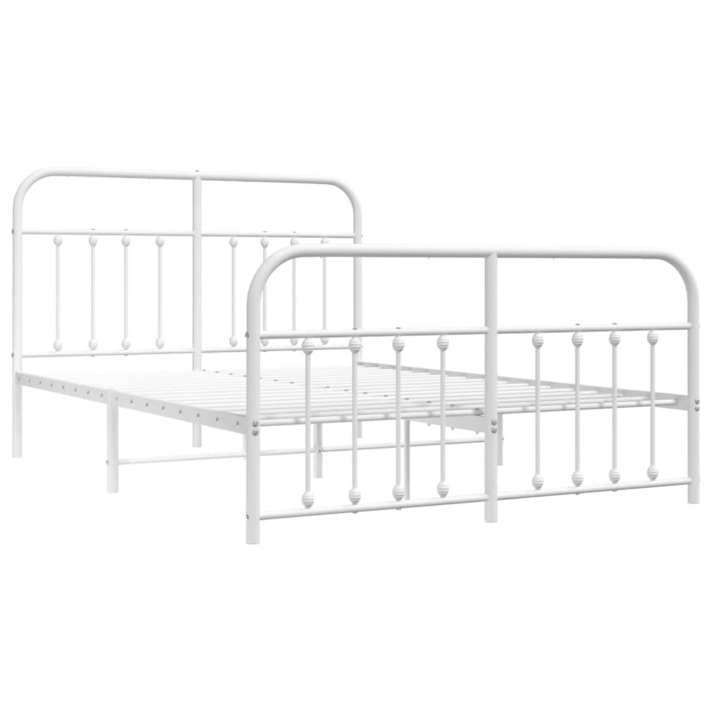 vidaXL Bedframe met hoofd- en voeteneinde metaal wit 135x190 cm afbeelding