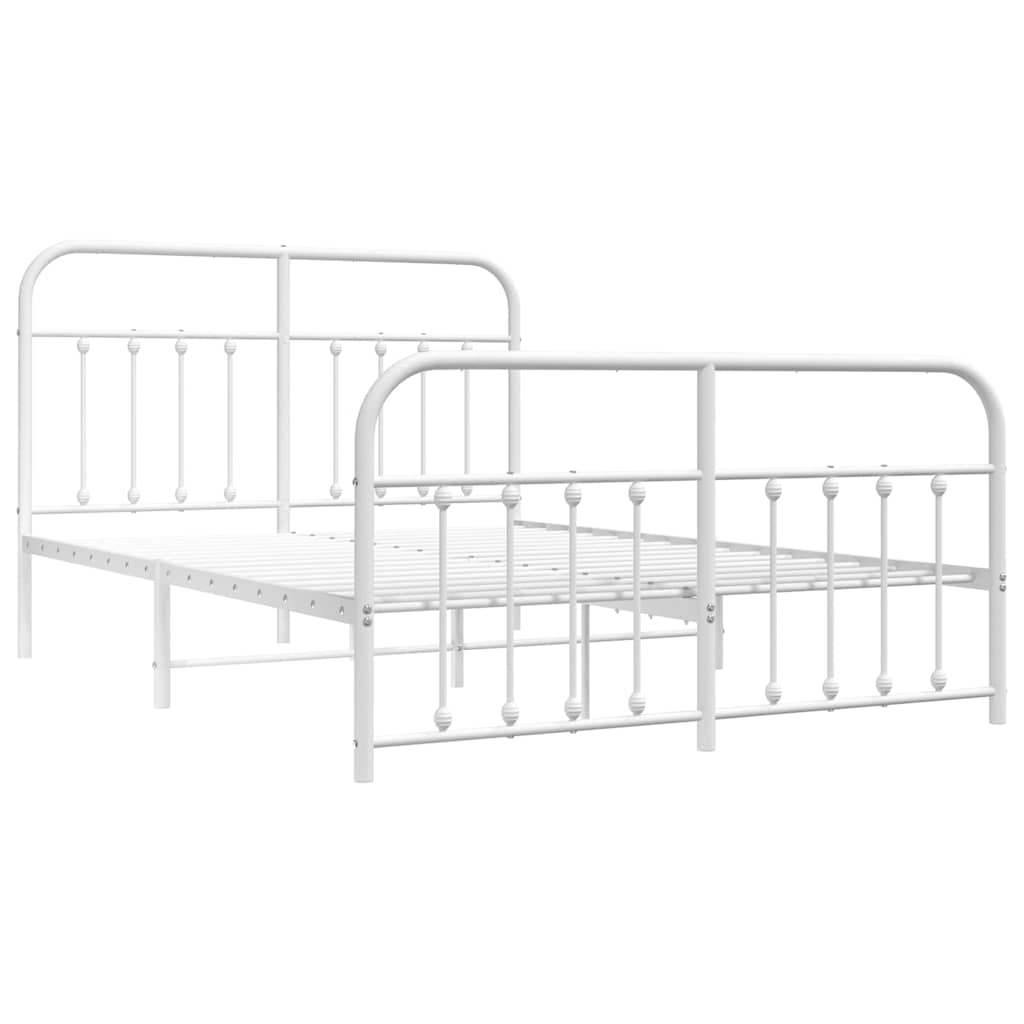 vidaXL Bedframe met hoofd- en voeteneinde metaal wit 150x200 cm, foto 4