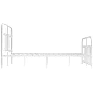 Kovový rám postele s hlavovým a nožním čelem bílý 150 x 200 cm - obrázek 7