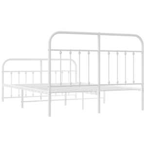 Kovový rám postele s hlavovým a nožním čelem bílý 150 x 200 cm - obrázek 8
