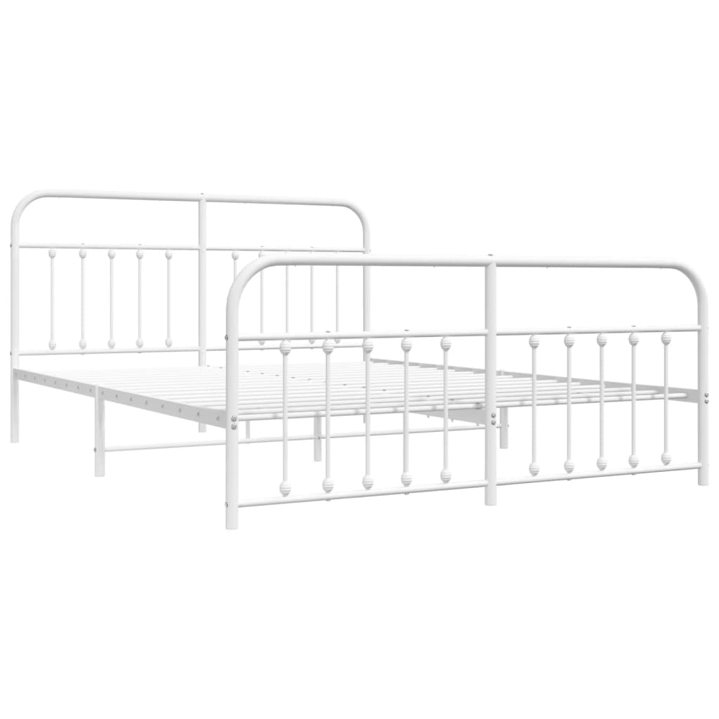 vidaXL Bedframe met hoofd- en voeteneinde metaal wit 180x200 cm afbeelding