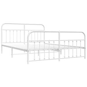 vidaXL Cadre de lit m&eacute;tal sans matelas et pied de lit blanc 180x200 cm