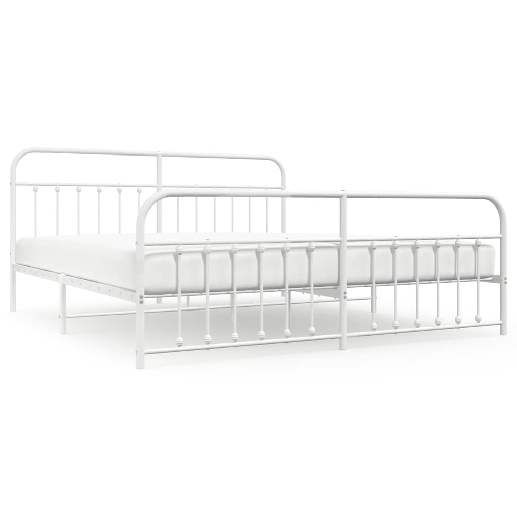 vidaXL Bedframe met hoofd- en voeteneinde metaal wit 200x200 cm, foto 3