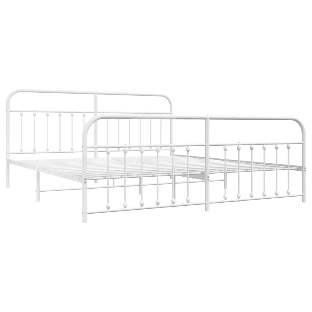 vidaXL Bedframe met hoofd- en voeteneinde metaal wit 200x200 cm afbeelding